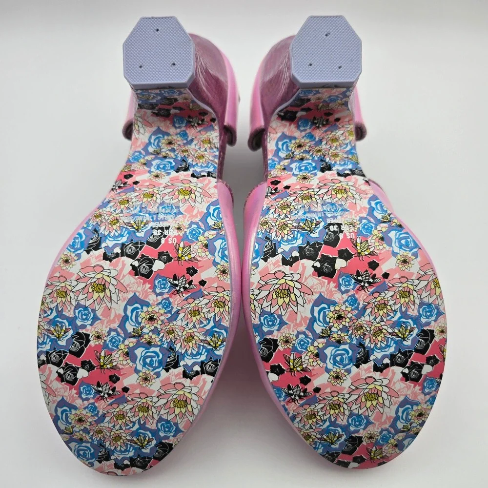 Irregular Choice NEW Summer Breeze Pink Holographic Iridescent W/Bows Sz 39 US 8